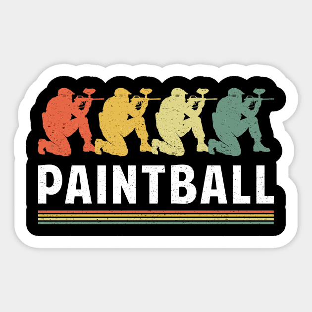 Colorful Retro Paintball Players Paint Ball Airsoft Sticker by juliannacarolann46203